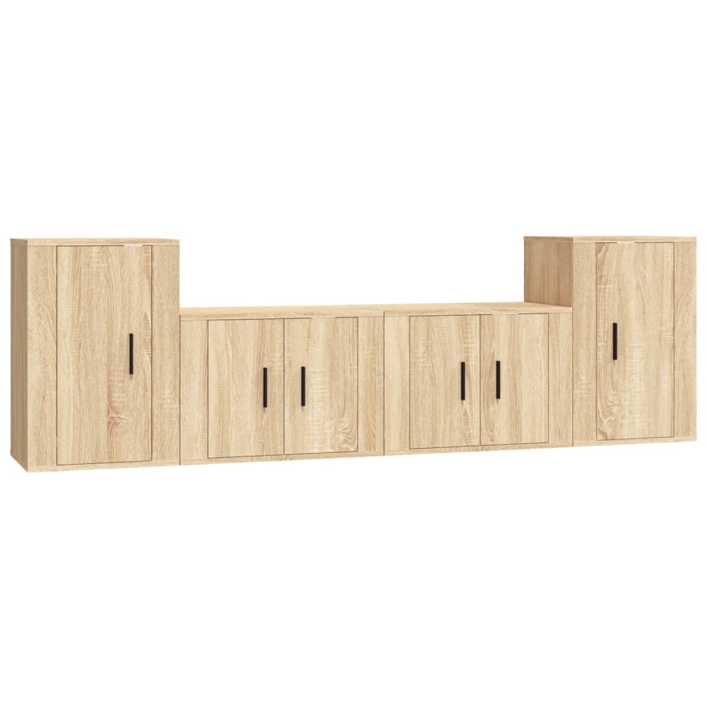 4 Piece TV Cabinet Set Sonoma Oak Engineered Wood