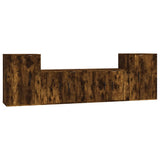 4 Piece TV Cabinet Set Smoked Oak Engineered Wood - Front View