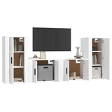 4 Piece TV Cabinet Set White Engineered Wood - Side View