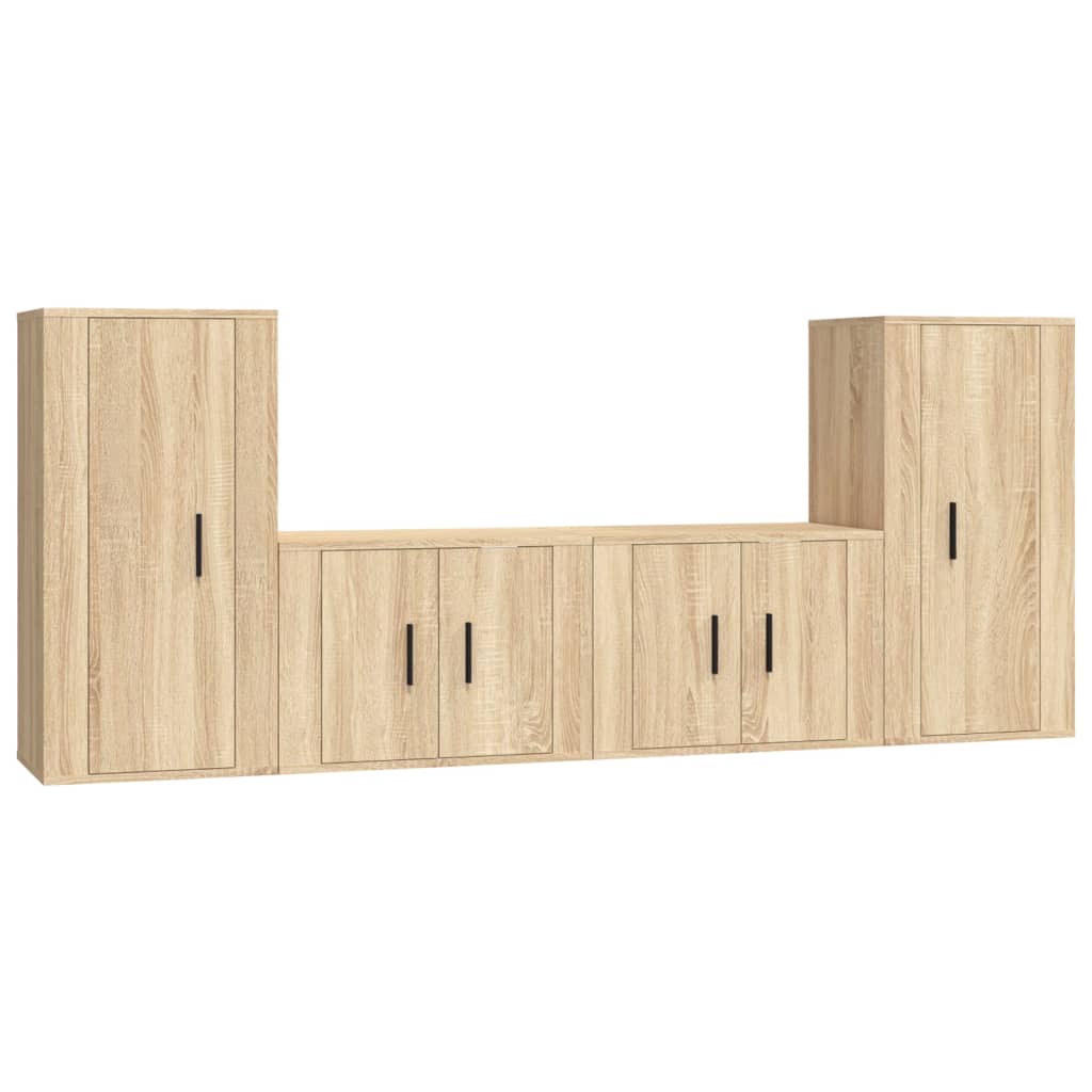 4 Piece TV Cabinet Set Sonoma Oak Engineered Wood