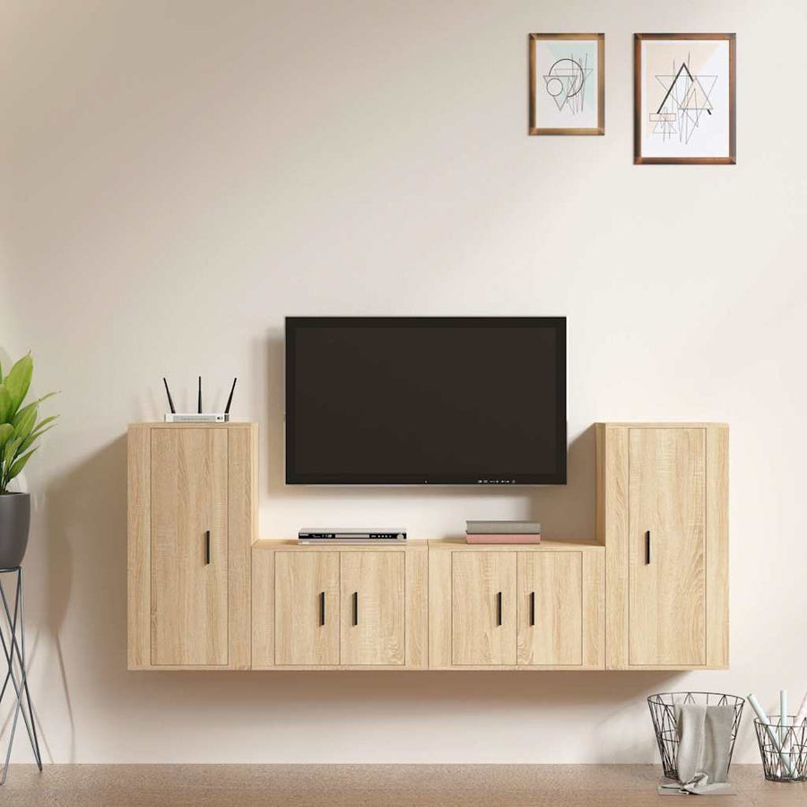 4 Piece TV Cabinet Set Sonoma Oak Engineered Wood