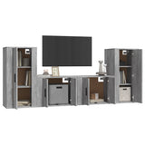 4 Piece TV Cabinet Set Concrete Grey Engineered Wood - Side View