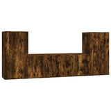 4 Piece TV Cabinet Set Smoked Oak Engineered Wood - Front View