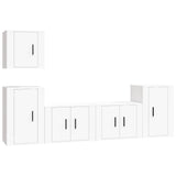5 Piece TV Cabinet Set White Engineered Wood - Front View