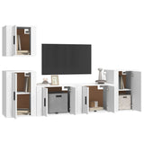 5 Piece TV Cabinet Set White Engineered Wood - Side View
