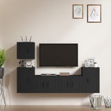 5 Piece TV Cabinet Set Black Engineered Wood