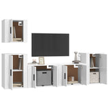 5 Piece TV Cabinet Set High Gloss White Engineered Wood - Side View