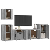 5 Piece TV Cabinet Set Concrete Grey Engineered Wood - Side View