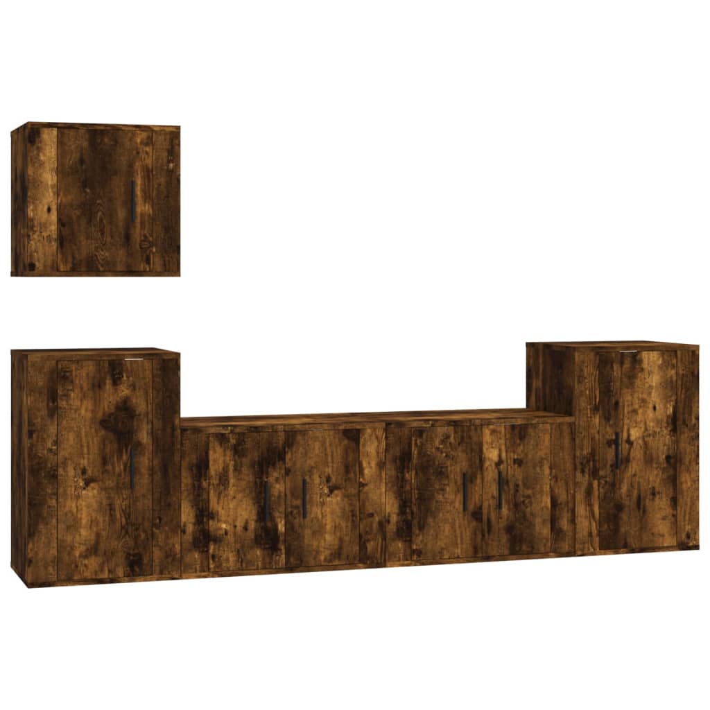 5 Piece TV Cabinet Set Smoked Oak Engineered Wood