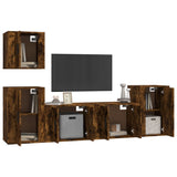 5 Piece TV Cabinet Set Smoked Oak Engineered Wood - Side View