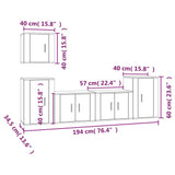 5 Piece TV Cabinet Set Smoked Oak Engineered Wood - Low Angle