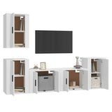 5 Piece TV Cabinet Set White Engineered Wood - Side View