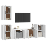 5 Piece TV Cabinet Set High Gloss White Engineered Wood - Side View