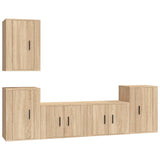 5 Piece TV Cabinet Set Sonoma Oak Engineered Wood - Front View