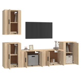 5 Piece TV Cabinet Set Sonoma Oak Engineered Wood - Side View