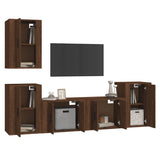 5 Piece TV Cabinet Set Brown Oak Engineered Wood - Side View
