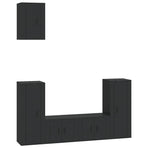 5 Piece TV Cabinet Set Black Engineered Wood