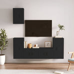 5 Piece TV Cabinet Set Black Engineered Wood
