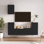 5 Piece TV Cabinet Set Black Engineered Wood