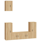 5 Piece TV Cabinet Set Sonoma Oak Engineered Wood - Front View
