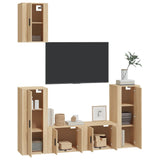 5 Piece TV Cabinet Set Sonoma Oak Engineered Wood - Side View