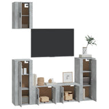 5 Piece TV Cabinet Set Concrete Grey Engineered Wood - Side View