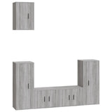 5 Piece TV Cabinet Set Grey Sonoma Engineered Wood - Front View