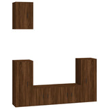 5 Piece TV Cabinet Set Brown Oak Engineered Wood - Front View