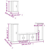 5 Piece TV Cabinet Set Brown Oak Engineered Wood