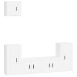 5 Piece TV Cabinet Set White Engineered Wood - Front View