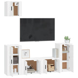 5 Piece TV Cabinet Set White Engineered Wood - Side View