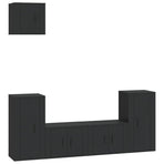 5 Piece TV Cabinet Set Black Engineered Wood
