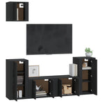 5 Piece TV Cabinet Set Black Engineered Wood