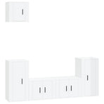 5 Piece TV Cabinet Set High Gloss White Engineered Wood