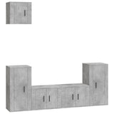 5 Piece TV Cabinet Set Concrete Grey Engineered Wood - Front View