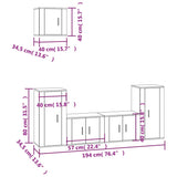5 Piece TV Cabinet Set Concrete Grey Engineered Wood - 45-Degree Angle