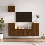 5 Piece TV Cabinet Set Brown Oak Engineered Wood