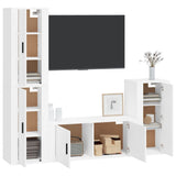 4 Piece TV Cabinet Set White Engineered Wood - Side View