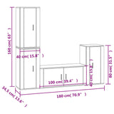 4 Piece TV Cabinet Set White Engineered Wood - 45-Degree Angle