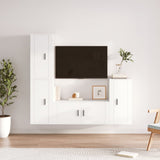 4 Piece TV Cabinet Set White Engineered Wood