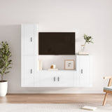 4 Piece TV Cabinet Set High Gloss White Engineered Wood