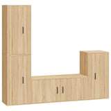 4 Piece TV Cabinet Set Sonoma Oak Engineered Wood - Front View