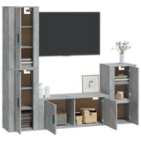 4 Piece TV Cabinet Set Concrete Grey Engineered Wood - Side View