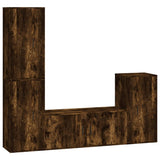 4 Piece TV Cabinet Set Smoked Oak Engineered Wood - Front View