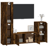 4 Piece TV Cabinet Set Smoked Oak Engineered Wood - Side View