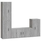 4 Piece TV Cabinet Set Grey Sonoma Engineered Wood - Front View