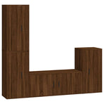 4 Piece TV Cabinet Set Brown Oak Engineered Wood