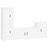 4 Piece TV Cabinet Set White Engineered Wood - Front View