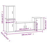 4 Piece TV Cabinet Set White Engineered Wood - Close-Up Angle