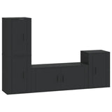 4 Piece TV Cabinet Set Black Engineered Wood